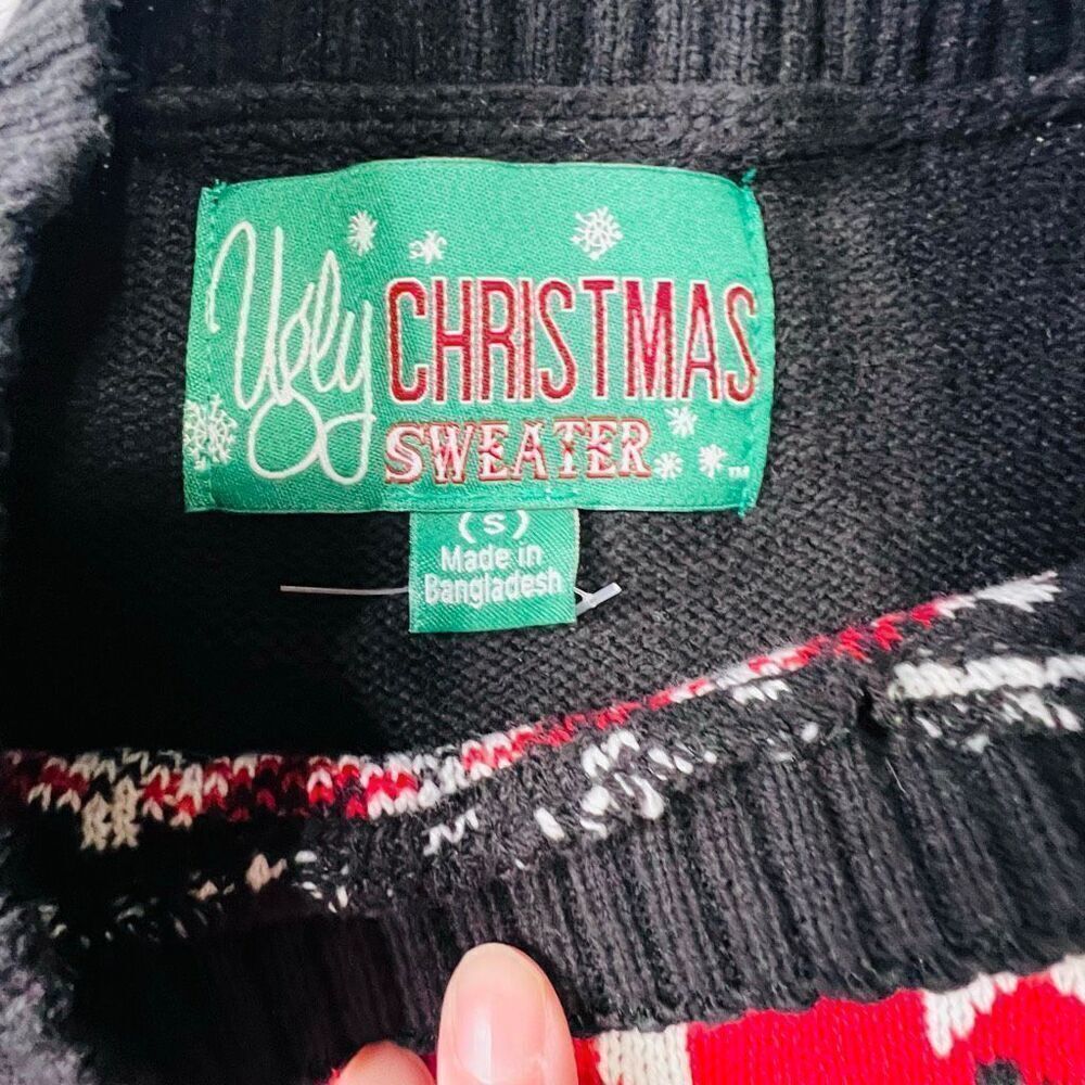 Ugly Christmas Sweater Womens Black Green Santa Car Tree Knit Sweater Small NWOT - Picture 3 of 5